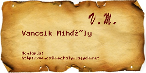Vancsik Mihály névjegykártya